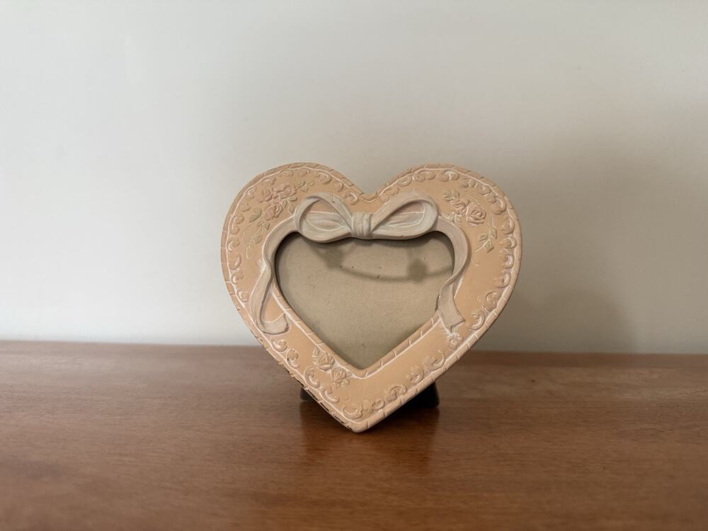 Vintage 80s Terragrafics Terracotta Heart Ribbons Picture Frame